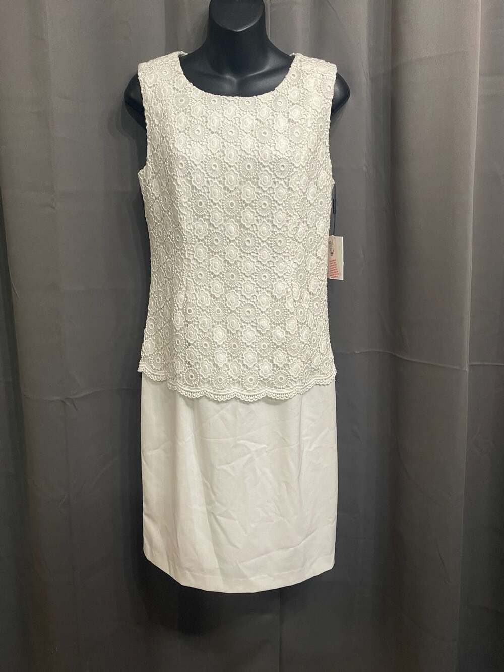 NWT Calvin Klein Women's Crochet Lace Sheath Dress Style CD4X14T6 White Size 8